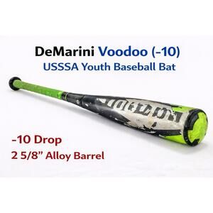 DeMarini Voodoo (-10) USSSA Baseball Bat 2 5/8” Alloy Black/Green Youth Bat